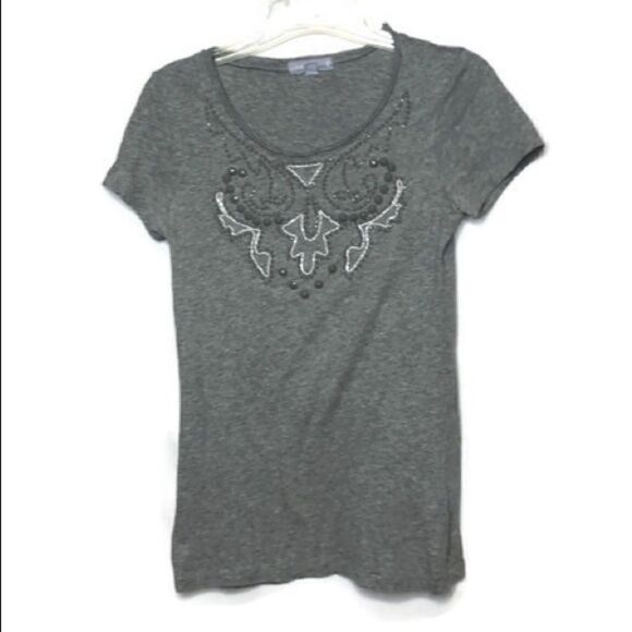 4/$25 J Crew beaded grey T-shirt. Size XS. - Picture 1 of 5